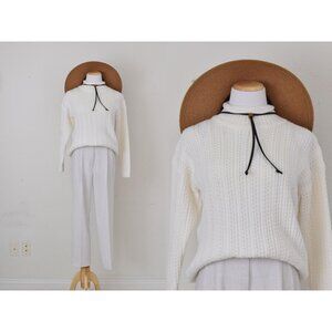 Vintage 90s High-neck Acrylic Snowflake  Sweater size M‎